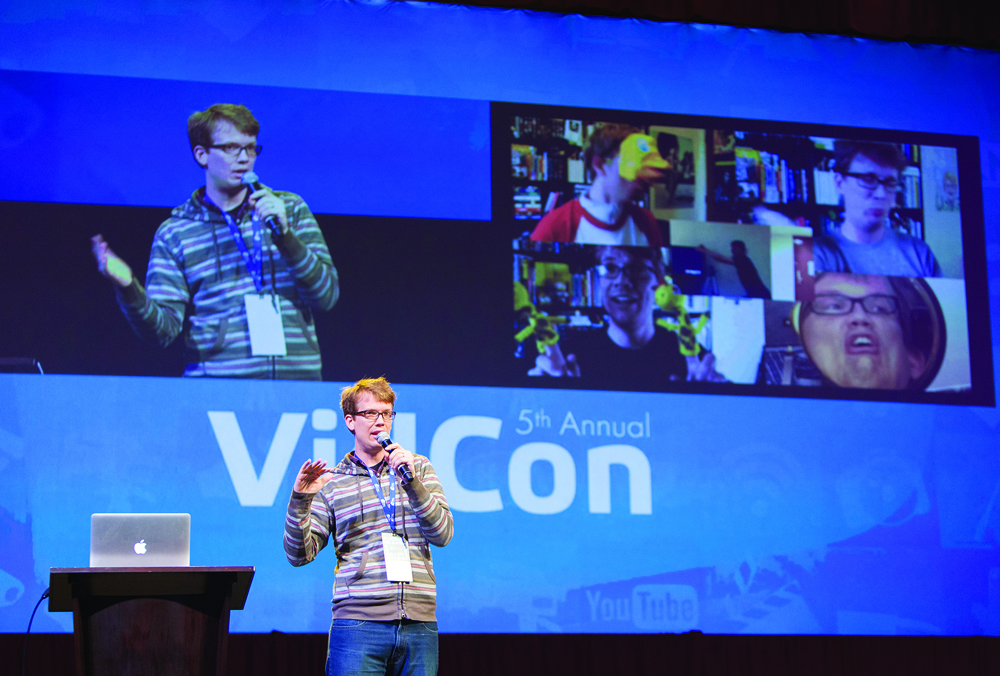 Green delivers the keynote speech at VidCon 2014. (Photo by Jim Davidson)